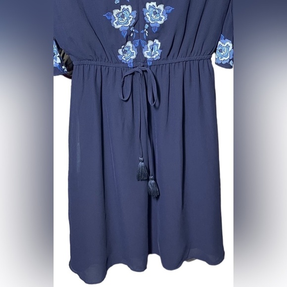 Sequin Hearts Blue Floral Boho Dress with Tassels in Women’s Size Extra Small - Picture 5 of 15